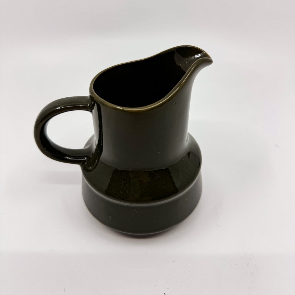 Vintage Dark Olive Green/Brown Fashion Manor Saracen Stoneware Creamer Pitcher